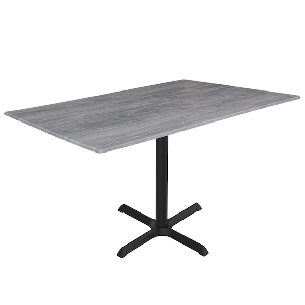 30 Tall OD211 Black Table Base w30x30 foot and 32x48 Greystone Top, IndoorOutdoor
